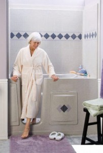 image of woman coming out of a New Jersey walk-in shower