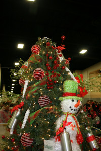 Christmas Tree decorated with usual ornaments and decors made of tin