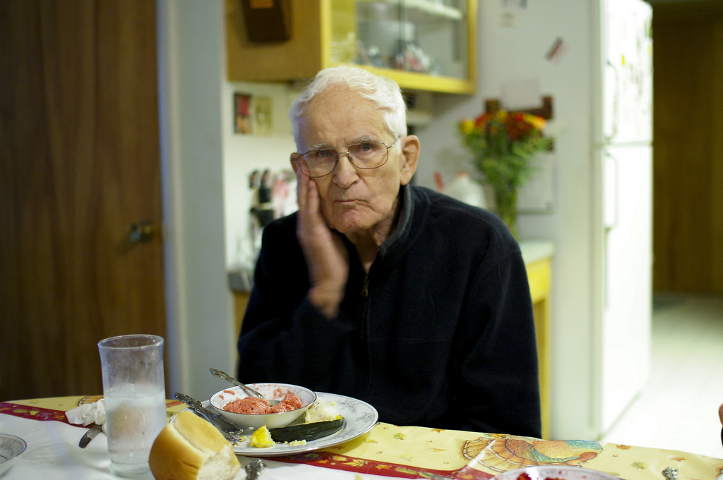 Grandpa eating breakfast...